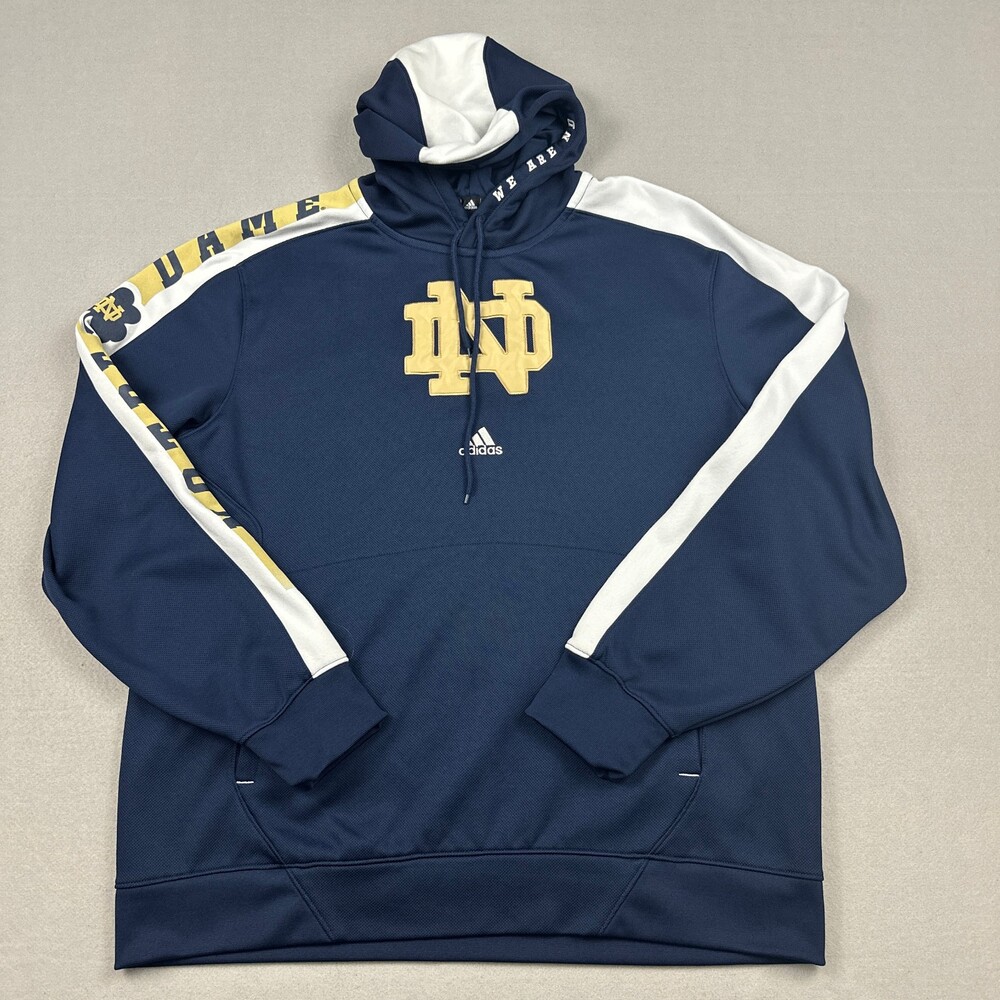 Notre Dame Fighting Irish Hoodie Men Extra Large Blue AdidasClimawarm Pullover